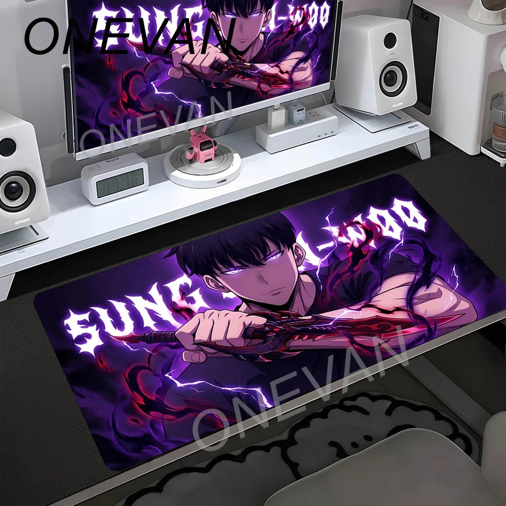 HD Printing Anime Solo Leveling Mousepad 900x400mm Computer Gamer Lock Edge Non-slip Mouse Pad XXL Keyboard PC Protect Table Pad