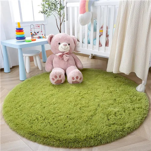Round Fluffy Soft Area Rugs for Kids Room Princess Castle Plush Shaggy Carpet Cute Circle Nursery Rug Home Decor Circular Carpet