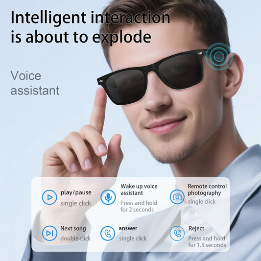 2025 Smart Glasses AI Translation Camera Control Bluetooth Call Headphones Fashionable Sunglasses Intelligent Men Women Gifts
