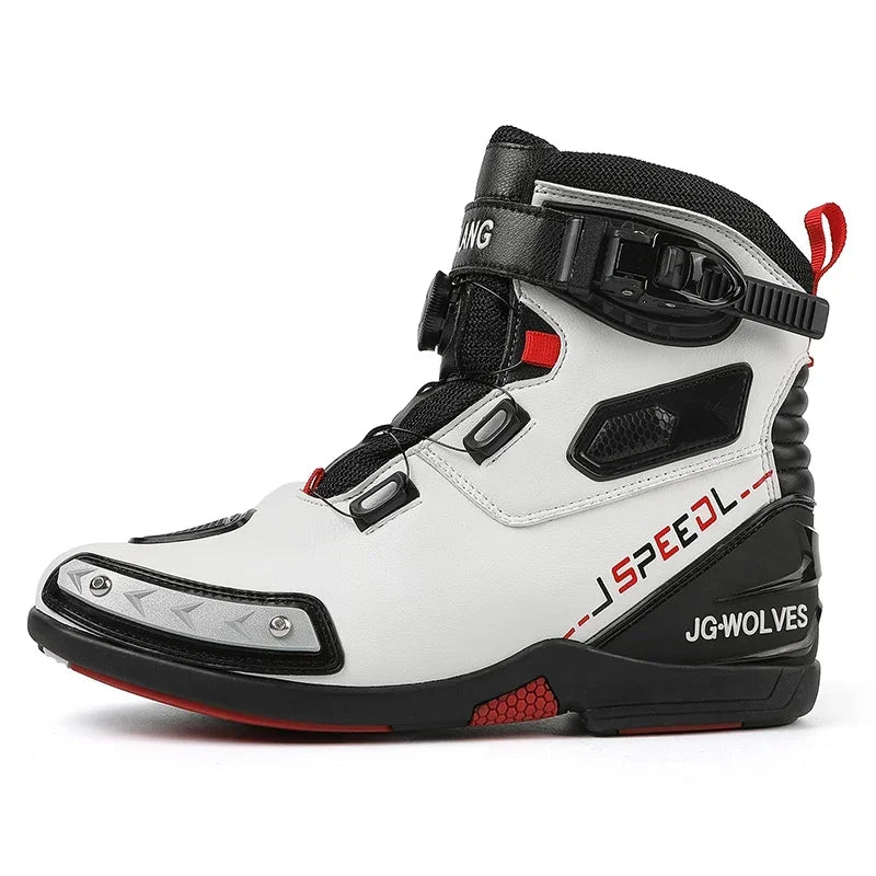 Men Leather Motos Breathable Anti Slip Wear-resistant Riders Boots Motorbike Racing Ankle Length Shoes 2024 New Motorcycle Boots