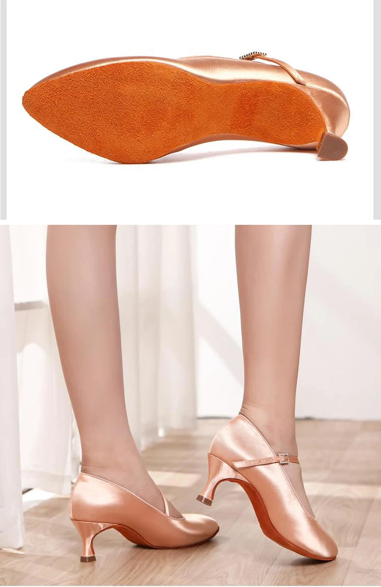 Women New Modern Dance Shoes Girls Standard Dancing Shoes High Heeled Ballroom Latin Dance Shoes for Women 5cm Heels