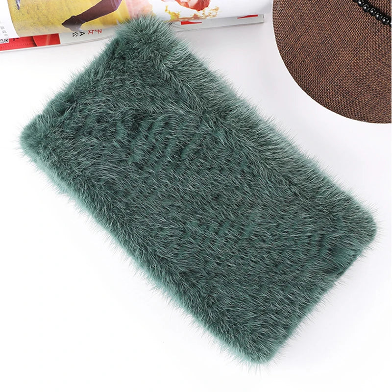 headbands for women Real fur hair band hair accessories Mink knitting female headband for hair Elastic band made scarf