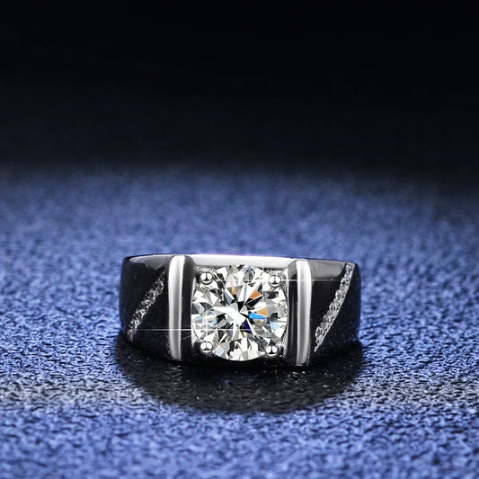Platinum PT950 2 Carat Moissanite Diamond Tongling Men's Ring Simple Atmosphere Boss Men's Ring Wedding Rings for Men Jewelry