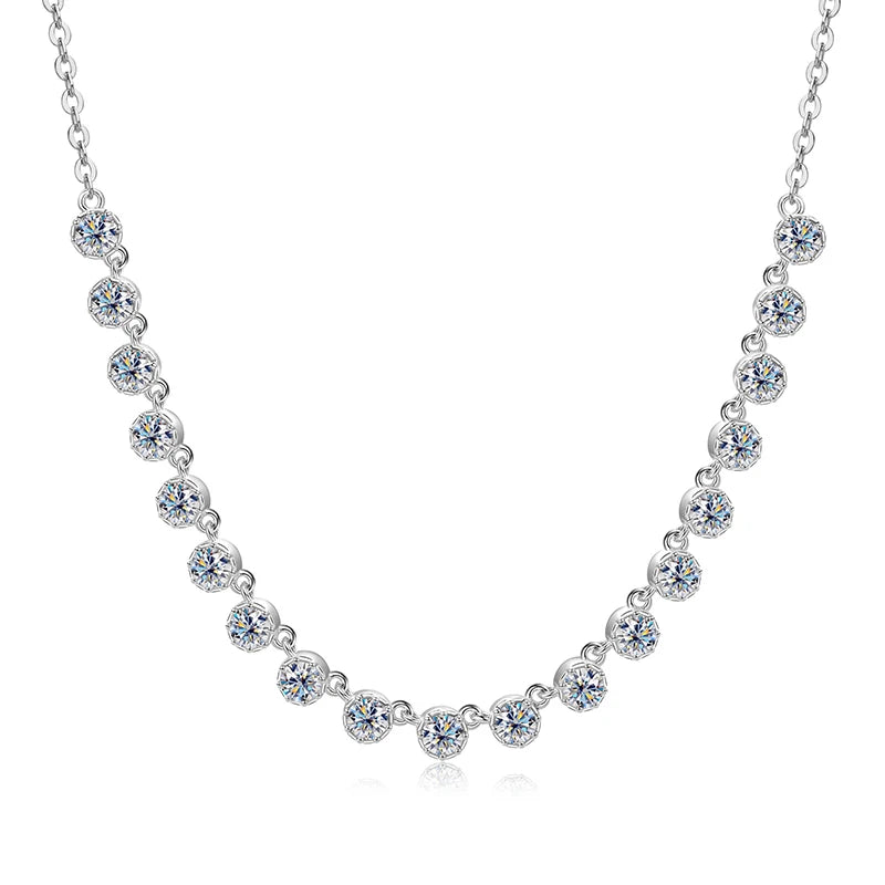OXTAO Certified Moissanite Bubble-Style Necklace 3mm D VVS1 for Women Sweet U-Smile Pendant Necklace Jewelry 14K Gold Filled