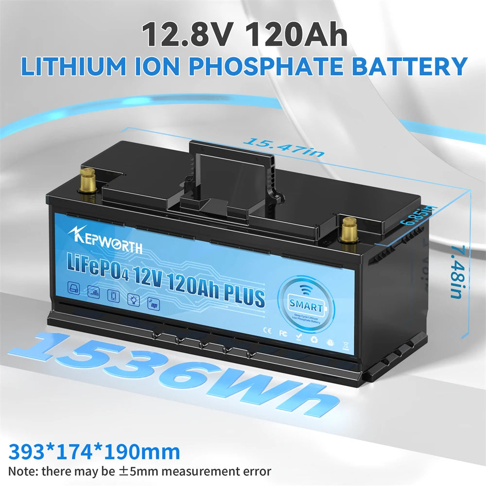 12V LiFePO4 Battery Pack 100 120 135 200Ah for Golf Cart RV Campers Off-Road Built-in Bluetooth 6000 Cycles Lithium Power
