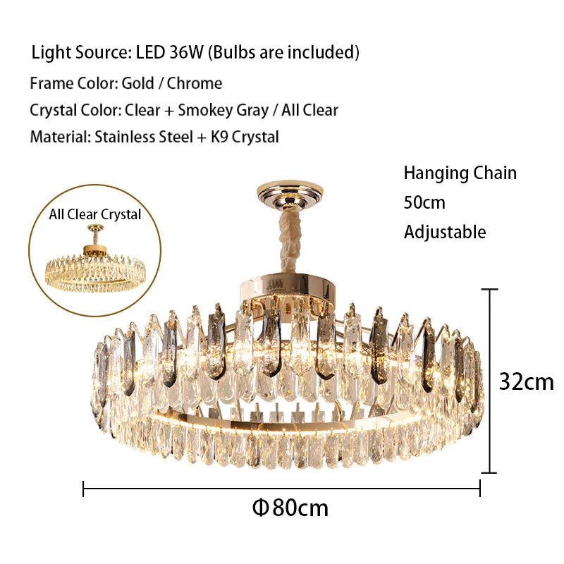 Clear Crystal Ceiling Chandeliers New LED Lights Luxury Rectangle Hanging Lamp Modern Home Decor Lustres for Dining Room Table