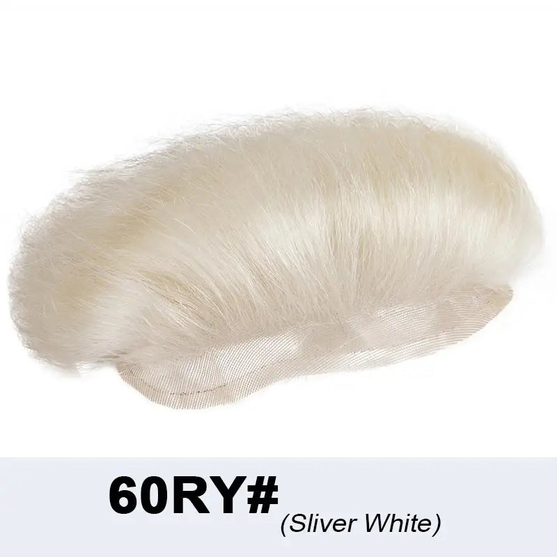 Full Lace V Style Shape Men's Front Hairline Natural Hairpiece Male Forehead Hairline Lace Pu Frontal Hair Patch For Men Blonde