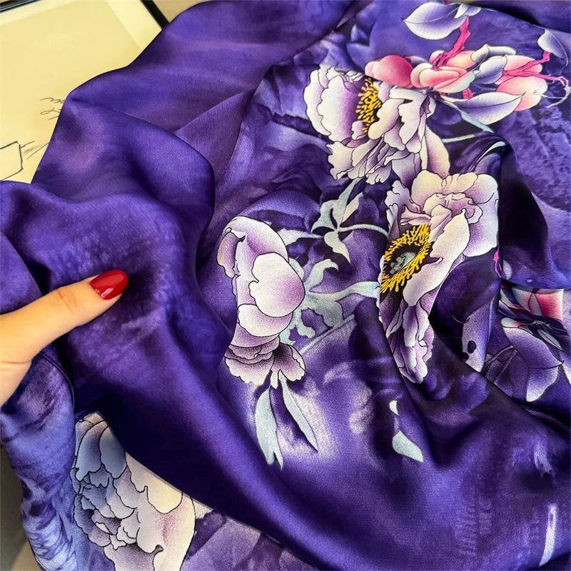 Fashion Impression Big Shawl involves Women's Seda Scarf Brand luxury Satin Bandana Hijab Turban Foulard Summer Beach Stoles