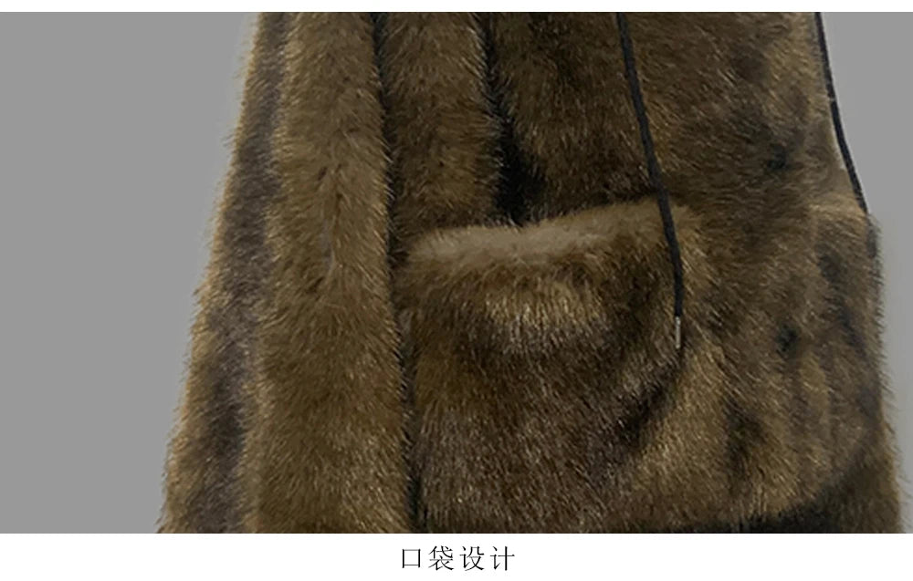 Nerazzurri Winter Short Oversized Thick Warm Shaggy Fuzzy Faux Fox Fur Coat Women Pockets Single Breasted Fluffy Hooded Jacket