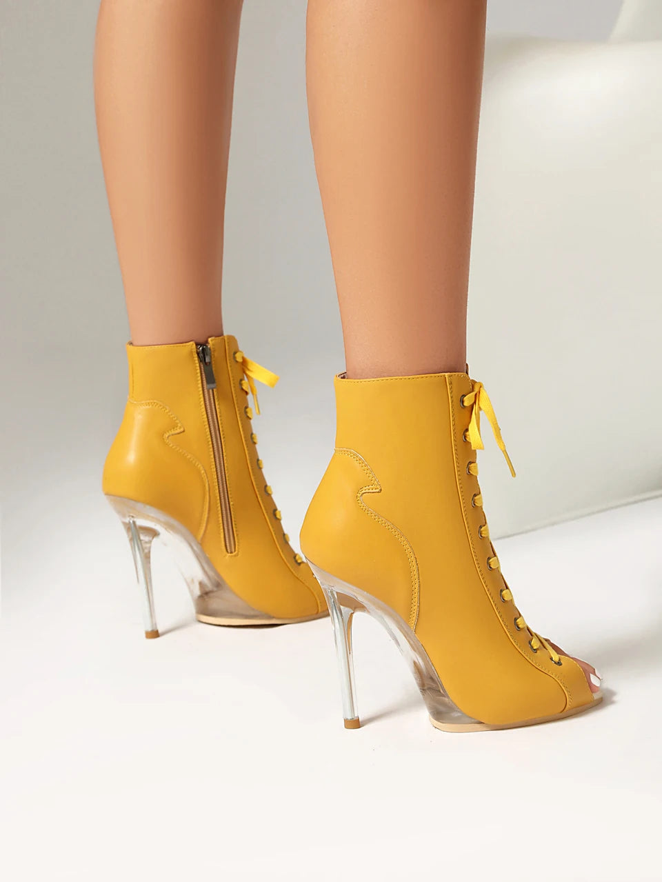 Women Sexy Platform Latin Dance Shoes Lace-up High Heels Dance Shoes Soft-soled Short Boots Jazz Dance Booties for Women 11.5cm