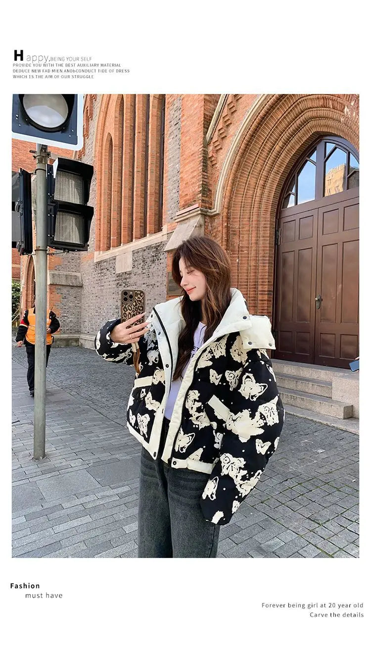 Women's Clothing High-end Plus Size Down Jacket Winter Warm New Hooded Loose White Duck Down Outerwear Quilted Pockets Coats