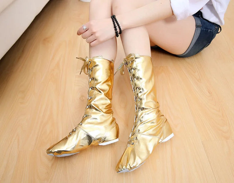 XIHAHA Jazz Dance Boots Women Soft Sole Leather Latin Dancing Shoes Woman Children Girls Ballet Shoes Ballroom Training Shoe