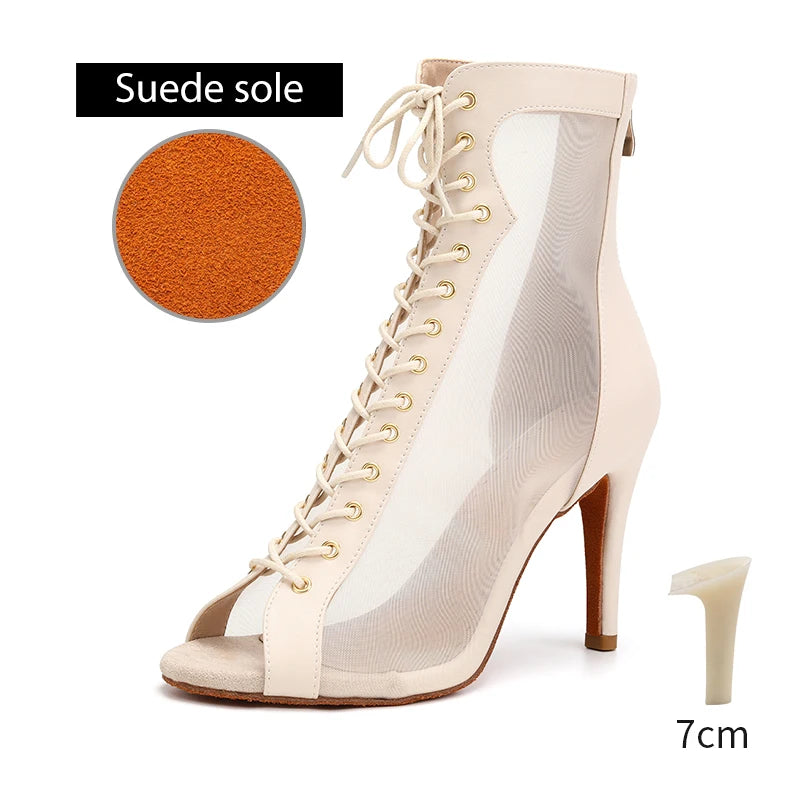 DKZSYIM Women Latin Dance Boots Ballroom Dancing Shoes Ladies Girls Jazz Tango Dance Shoes Customizable Heel 7cm-11cm