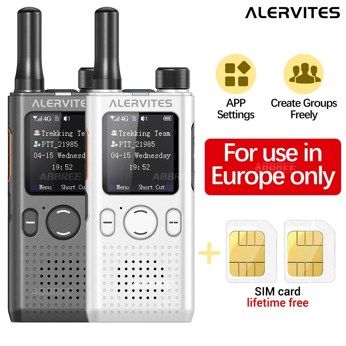 BAOFENG AT1 POC Walkie Talkie Unlimited Data Free For Life Global Phone APP Connection Dual Card Slot ALERVITES Network Radio