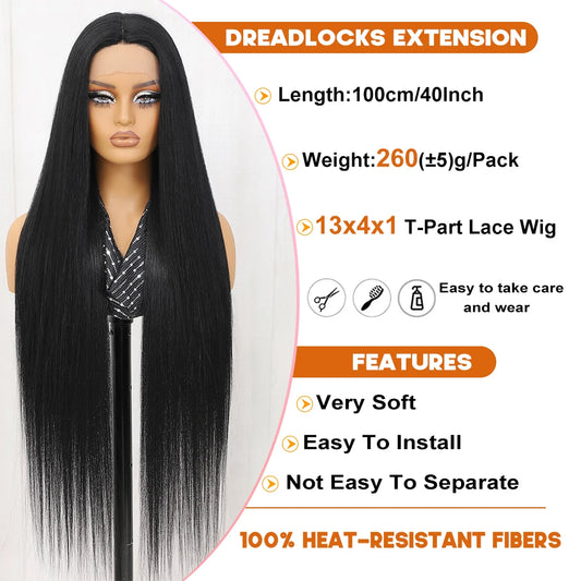 40 Inch Synthetic Lace Front Wigs For African Women T Part Lace High Temperature Fiber Straight Lace Wigs For Afro Female