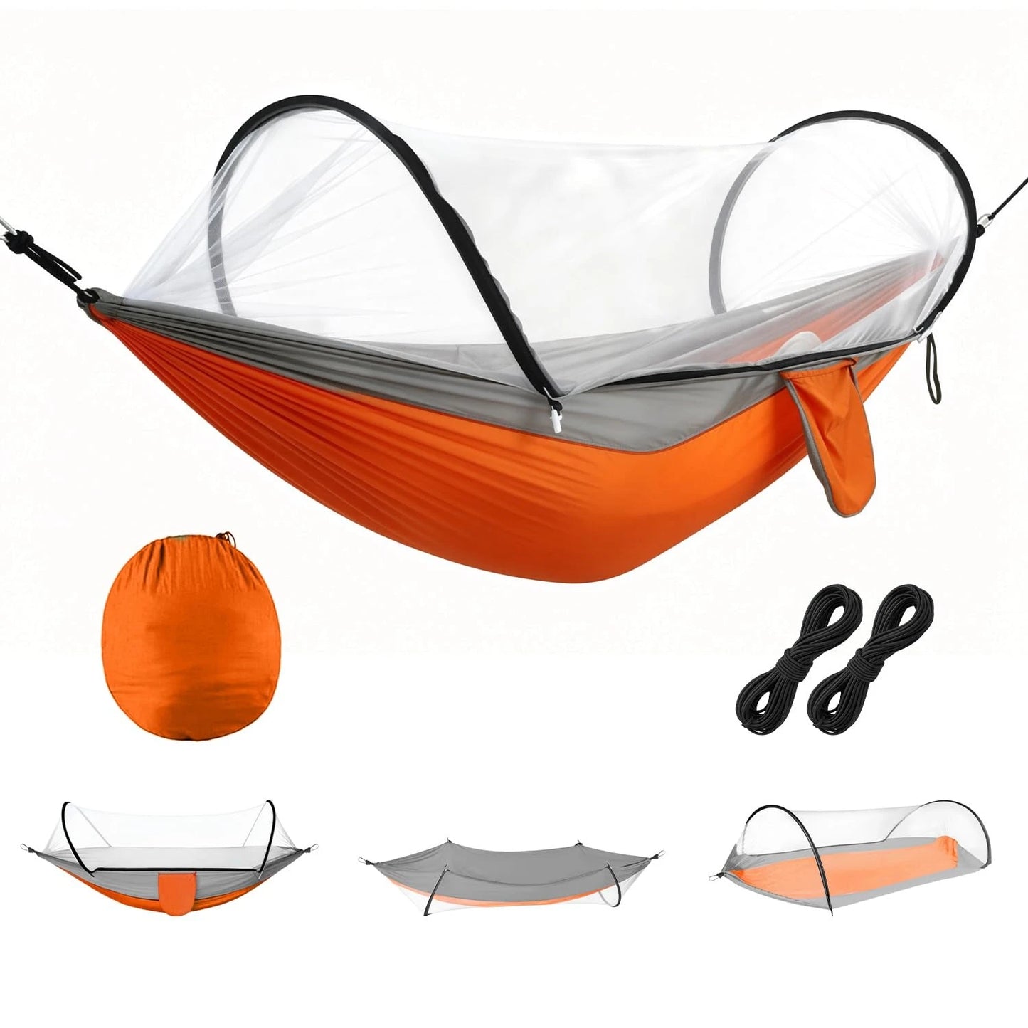 Fully Automatic Quick-Open Mosquito Net Hammock, Outdoor Single-Double Nylon Cloth Camping Support Rod, Mosquito Net, Hammock, Mosquito Repellent Hammock