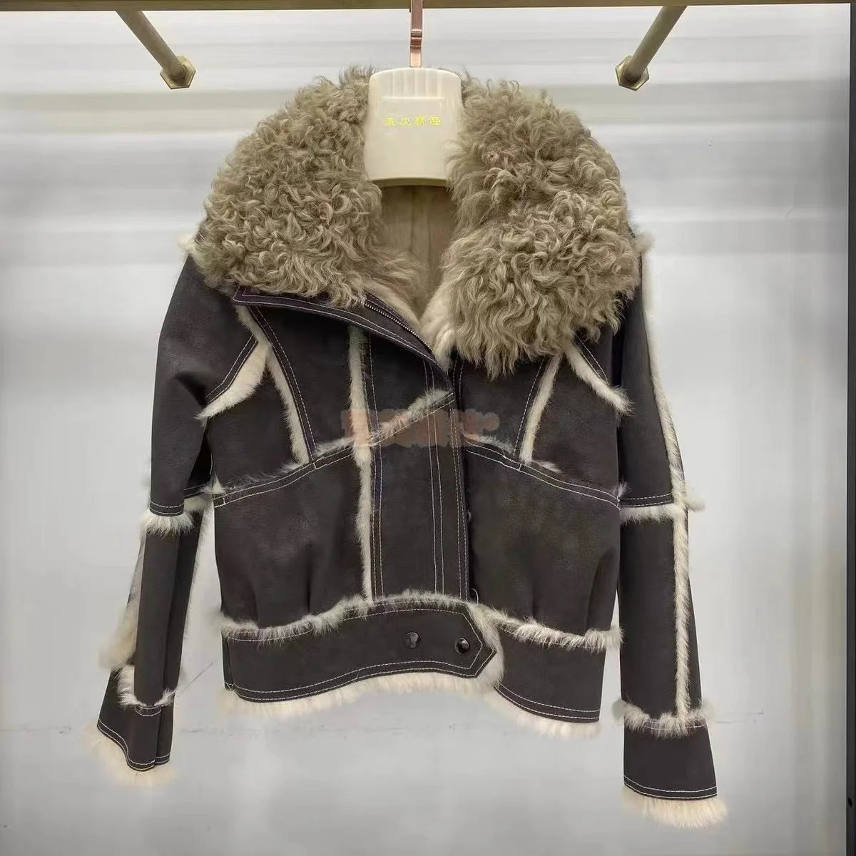 Real Rex rabbit fur Coats With Genuine Sheepskin Leather Wholeskin Natural rabbit fur Jacket Outwear Luxury Women Winter New