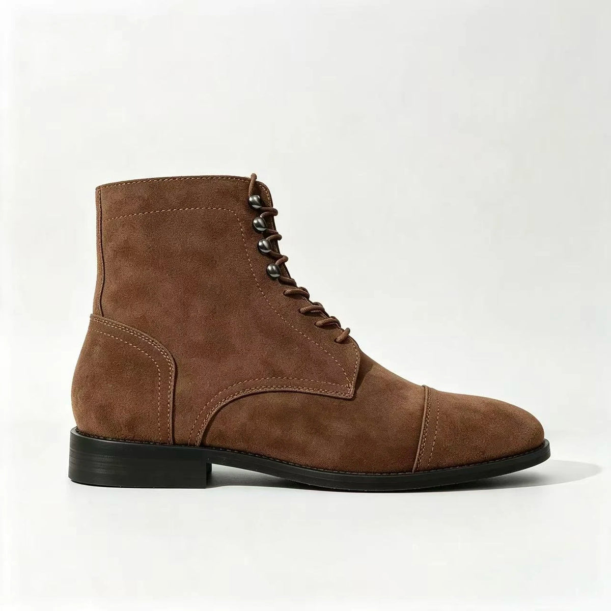 Suede Leather Mens Motocross Boots Lace‑Up Ankle Boots Men Formal Business Boots Men Vintage Hand‑Stitched Man Casual Shoes