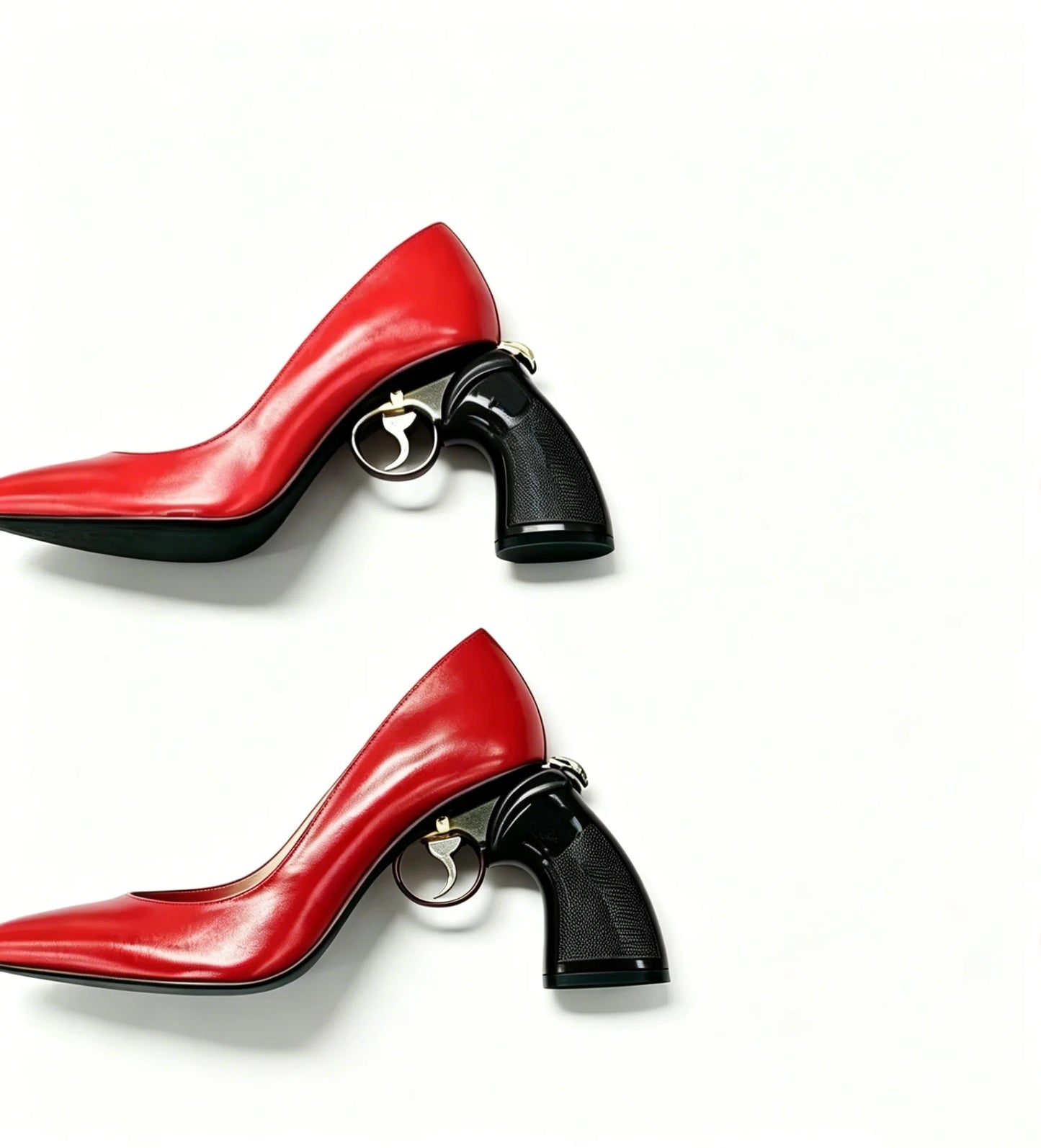 Doodle PU Leather Pointed Toe Women Pumps Shoes Strange Style High Heels Slip On Design Large Size Punk Shallow Shoes