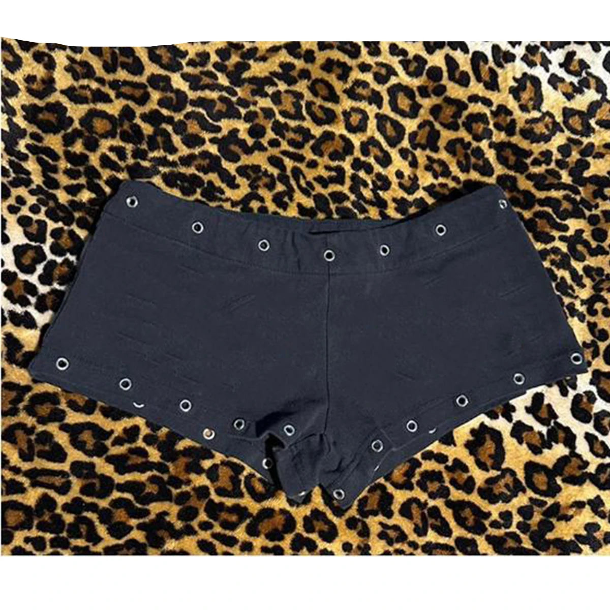 Cross Print Shorts Casual Fashion Color Black Y2K Sexy Slim Versatile Low Waist Solid Color European and American Beauty Short
