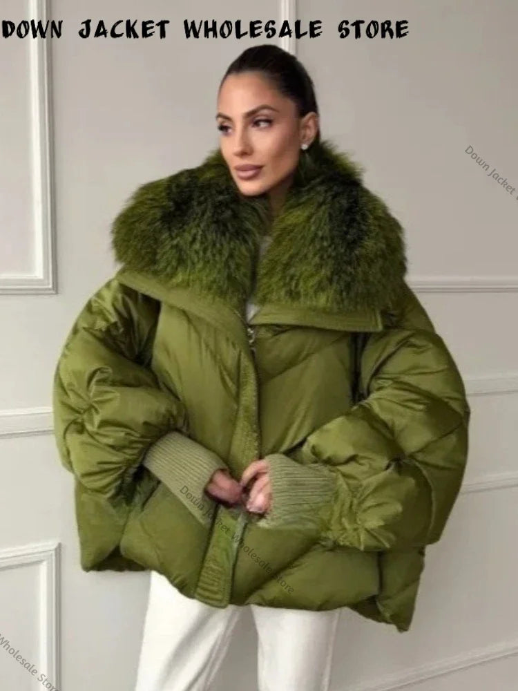 Women's down Jacket Waterproof Lightweight Puffer Jacket with Fur New Coats and Jackets Luxury Padding Reversible Coat with Zip