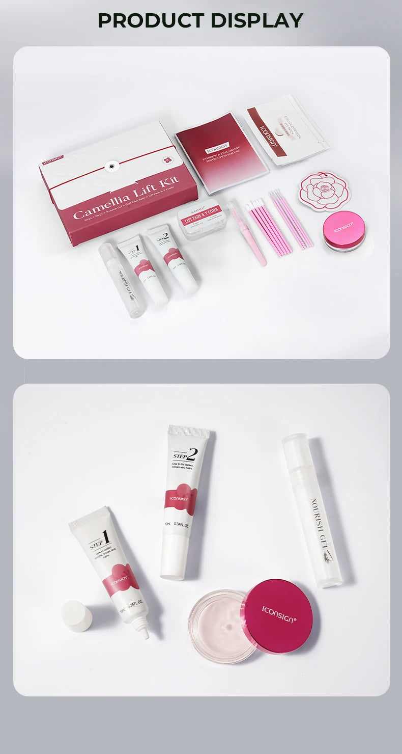 ICONSIGN Vegan Camellia Flower Eyelash Lift Kit 8-12min Quick Gentle Curly No Damage to Eyelashes Brow Care Gift Beauty Sets