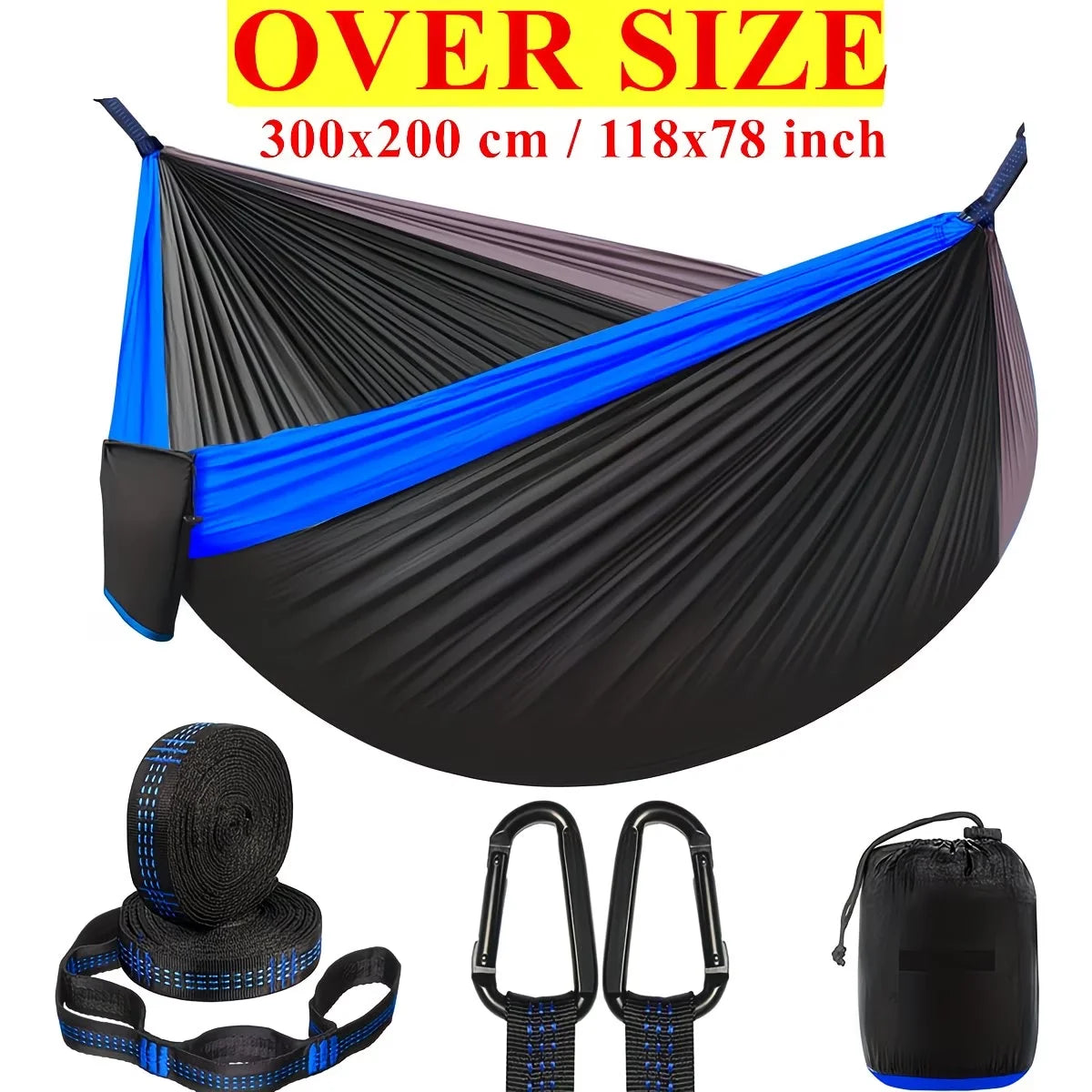 Nylon Camping Hammock Chair - Double Or Single Sizes W/Tree Straps And Attached Carry Bag - Portable for Travel/Backpacking/Beac