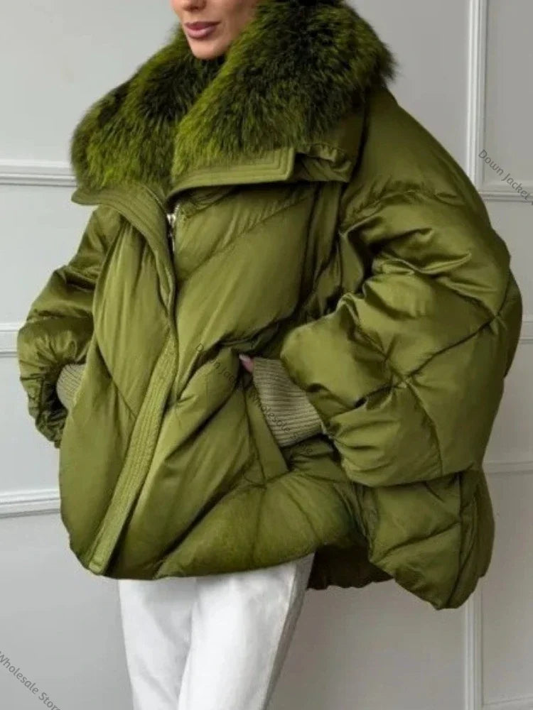 Women's down Jacket Waterproof Lightweight Puffer Jacket with Fur New Coats and Jackets Luxury Padding Reversible Coat with Zip