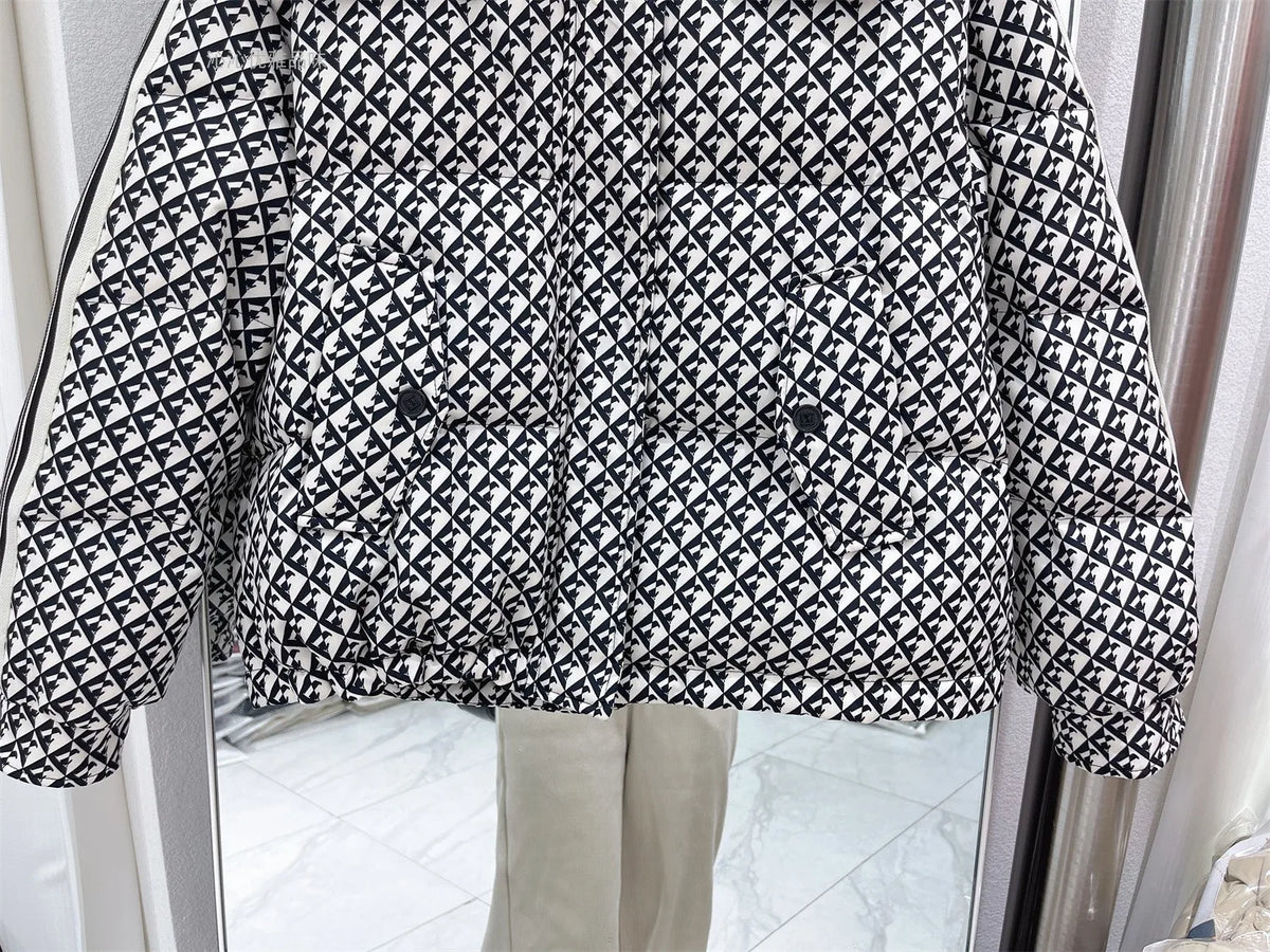 Thickened Houndstooth Down Jacket Women Winter 2023 New High Quality Korean Style Loose Bag Warm Fashion White Duck Puffer Coat