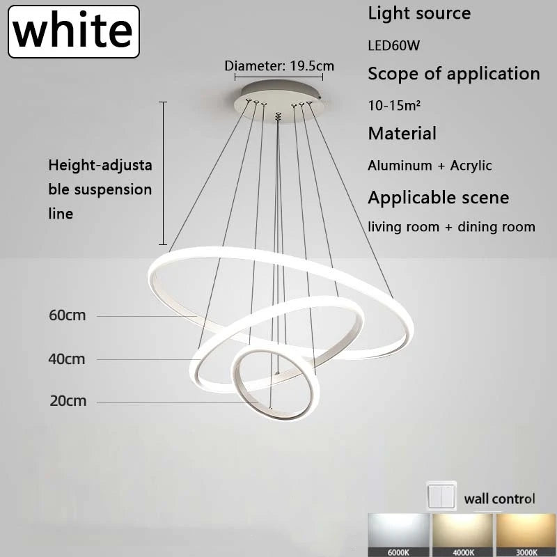 Modern led dining room chandeliers simple ring chandelier living bedroom Lights home indoor lighting decorative Pendant Lamps