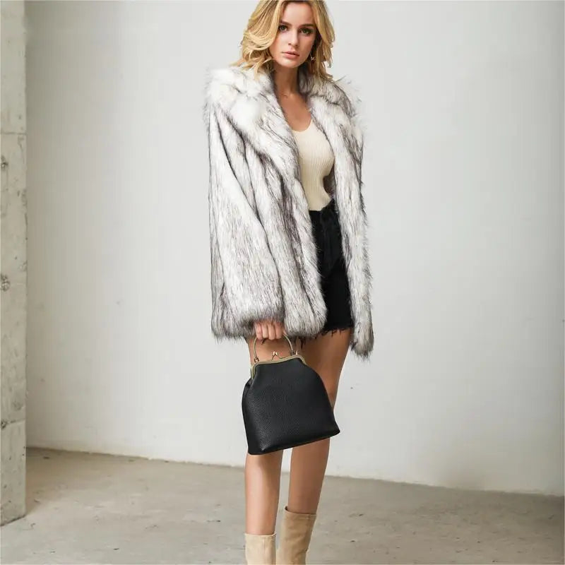 2026 Winter Plus Size Furry Faux Fur Coat Women Elegant Long Sleeve Plush Jacket Lady Luxury Large Thick Warm Fluffy Blazer Coat