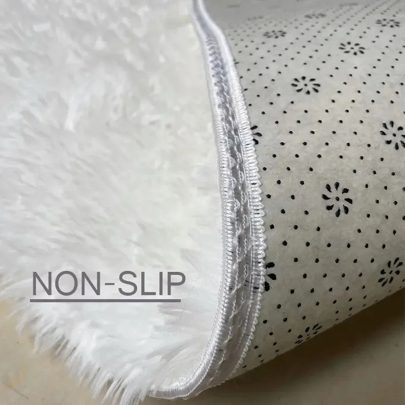 White Fluffy Hall Carpet Modern Living Room Bedroom Home Decor Large Mats Thickened Non-Slip Girl Children's Room Pink Furry Rug