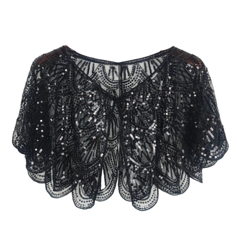Sequins Lace Shawls Palaces Styles Women Shawls Sunscreen Hollows Out Cloak Tippet For Ladies Shawls Stylish Layering Women's