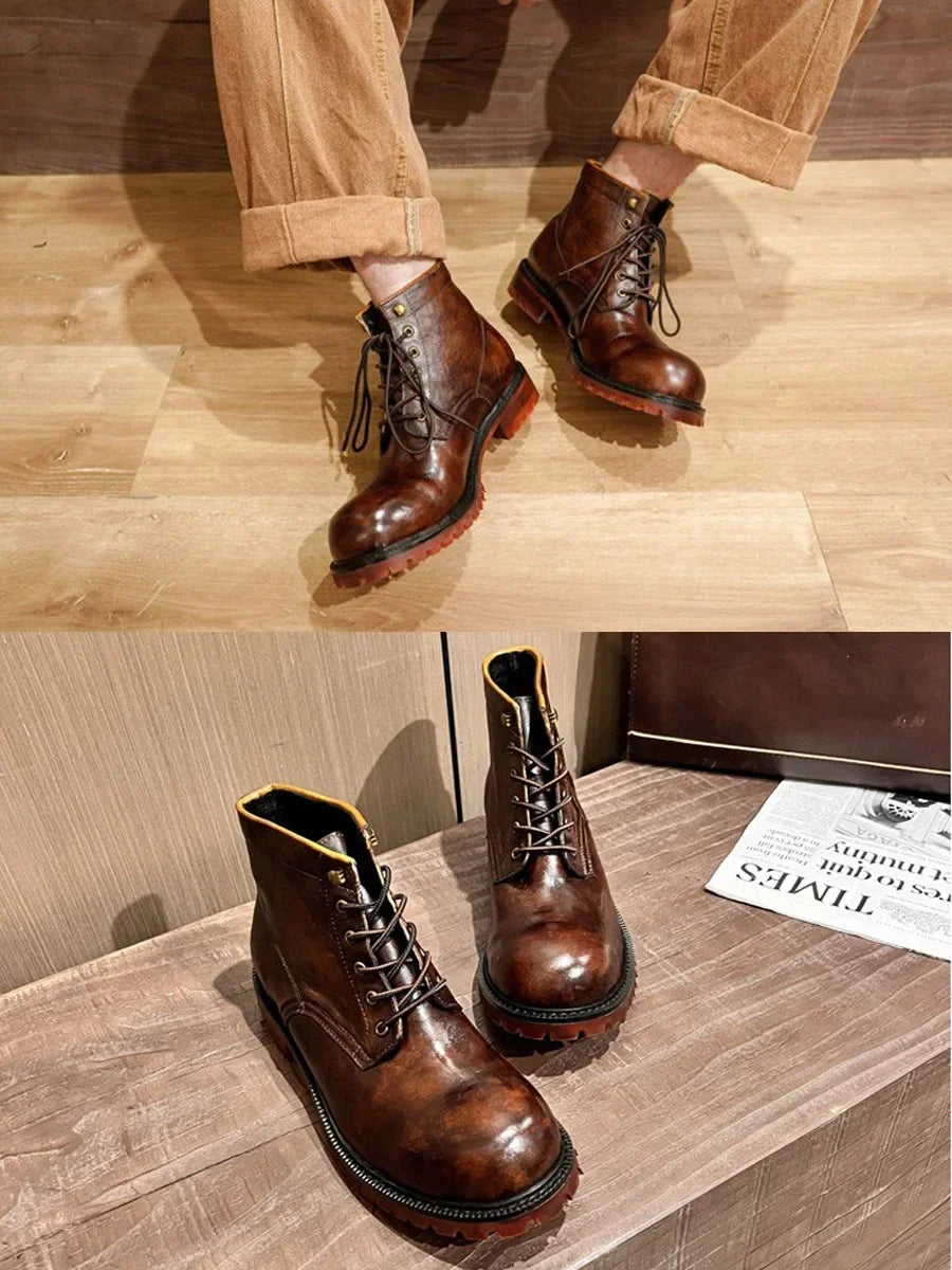 Genuine Leather Men Boots Plus Size Style Boots Soft Leather Ankle Shoes