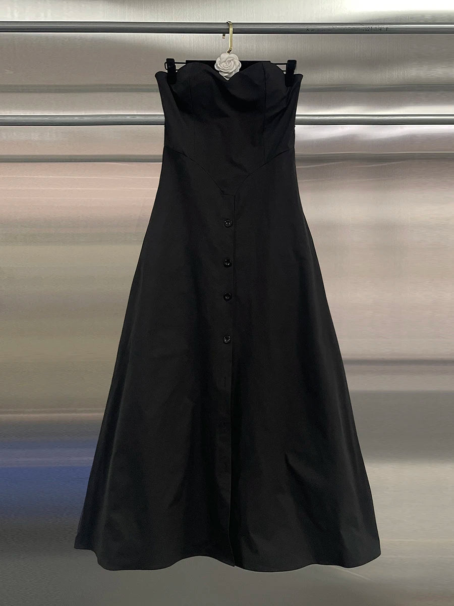 CHICEVER Black Spliced Single Breasted Jumpsuit Female Square Collar Sleeveless Temperament Elegant Women's Jumpsuits Fashion