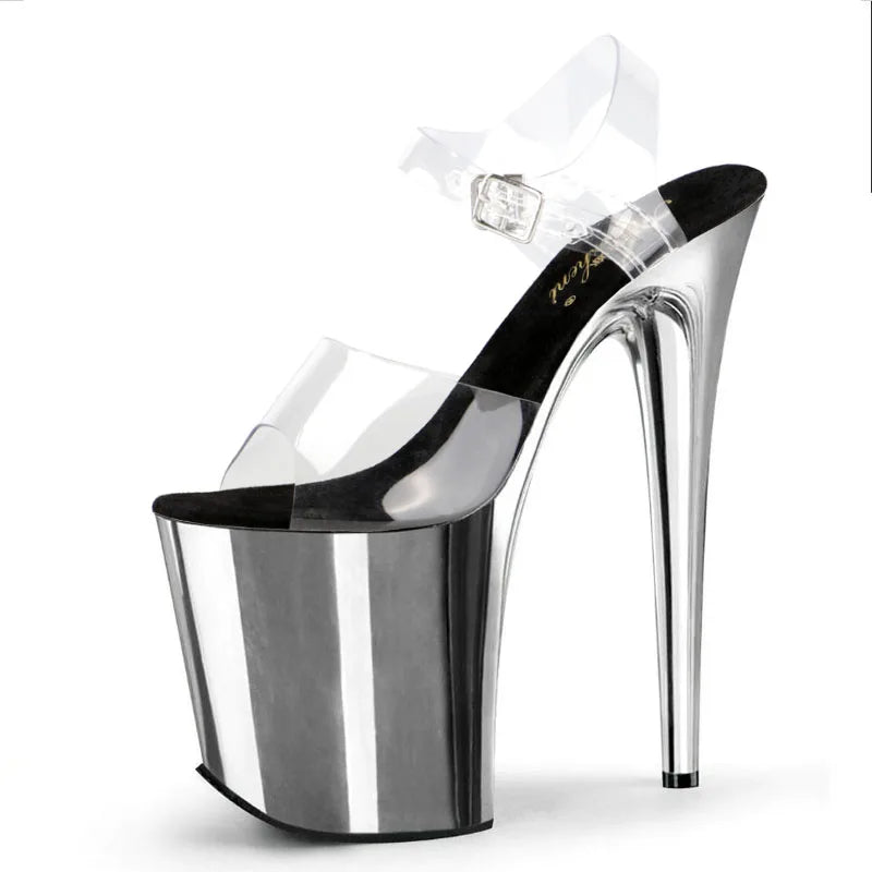 20cm Stripper Thin Heels Big Size 8Inch Models Pole Dance Sandals Women's Shoes Exotic Sexy Fetish Peep Toe 8Inch Catwalk Party