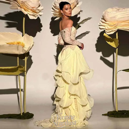 Yvonne Butter Yellow Prom Dress 2026 Saudi Arabia Premium Off Shoulder Mermaid Formal Gown Embroidery Evening Dress Customized