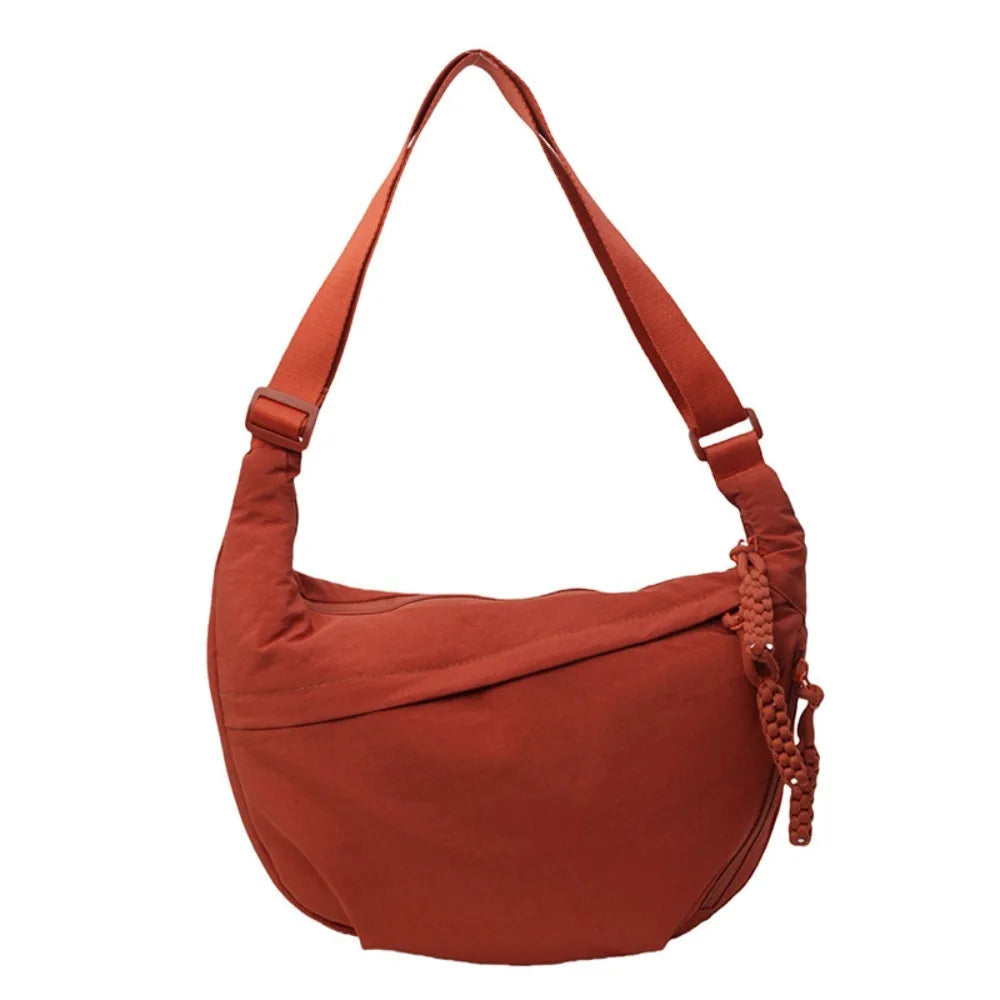 New Fashion Canvas Crossbody Bags Korean Simplified Shoulder Bag Large Capacity Sports Hobos Bag Solid Color Dumpling Bag