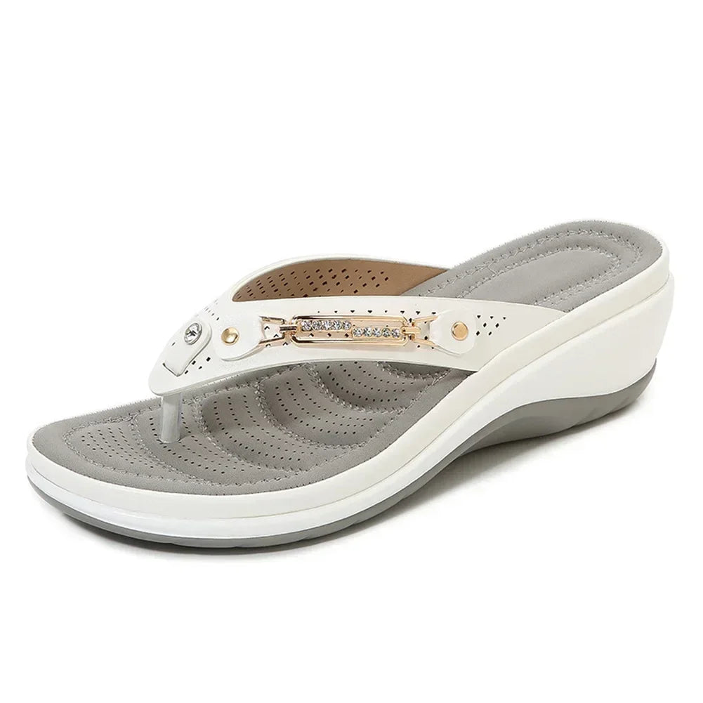 Sandals for Women Flip Flops Metal Button Slides Slipper Beach Dance Non-slip Casual Wedge Shoes Female Summer Slippers Sandals