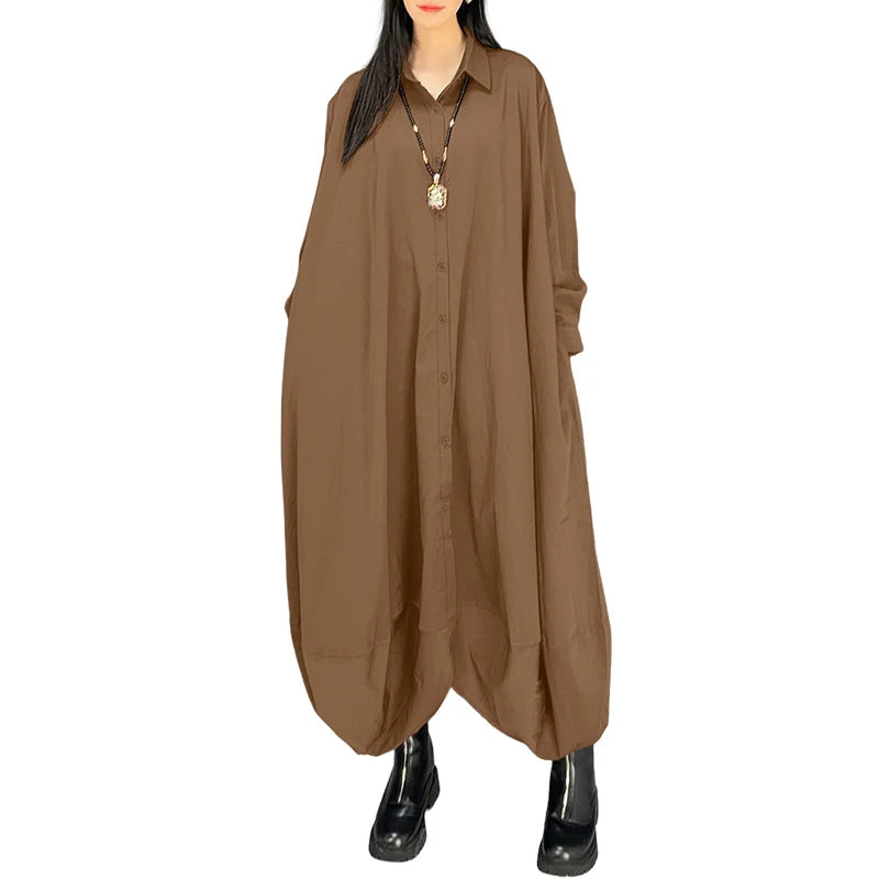 ZANZEA Women's Oversized Jumpsuits Collared Long Sleeves Button Up Drop-Crotch Harem Pant Overalls Casual Streetwear Playsuits