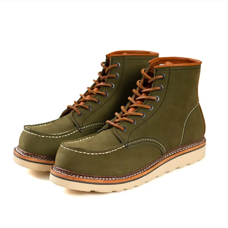 YR Best.Mens Vintage Style Leather Shoes.Good Year 1907 Quality Cowhide Boots.Motor Rider Leather Boots.Retro Casual Top Layer