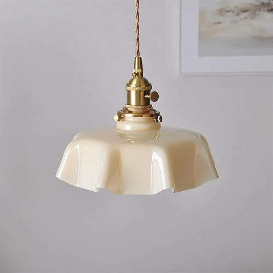 Flower Pendant Lights for Restaurant Cafe Hanging Lamp Kitchen Shop Decoration Glass Ceiling Chandeliers Pink Vintage Suspension