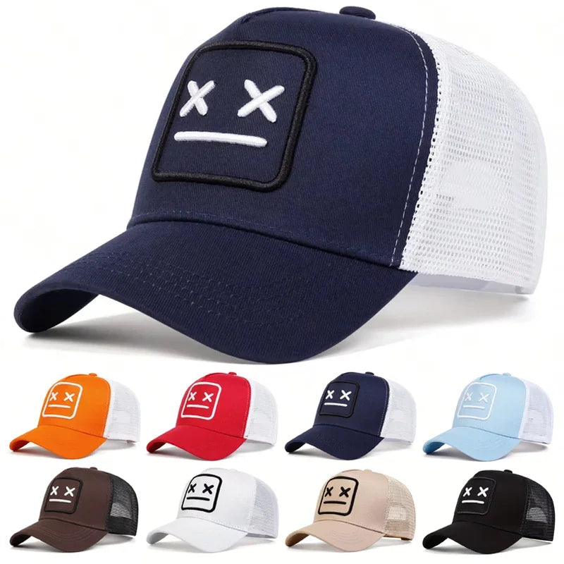 Unisex XX Embroidery Baseball Net Caps Spring Summer Outdoor Sunscreen Hat Adjustable Casual Trucker Hats