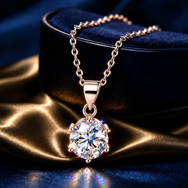 1.0ct Moissanite Necklace VVS1 D Color With Certificate 18K Gold Plated S925 Sterling Sliver Fine Jewelry for Woman Jewelry Gift