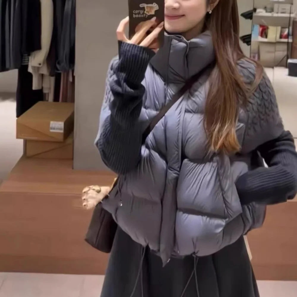 Women's Vest Autumn Winter Sleeveless Down Jacket Loose Casual Stand Collar Pocket Puffer Waistcoat Coat Female Trendy Outerwear