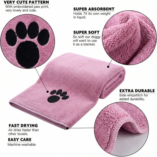 Super Absorbent Dog Bath Towel - Quick-Drying Soft Pet Towel for Small Large Dogs Puppy Grooming