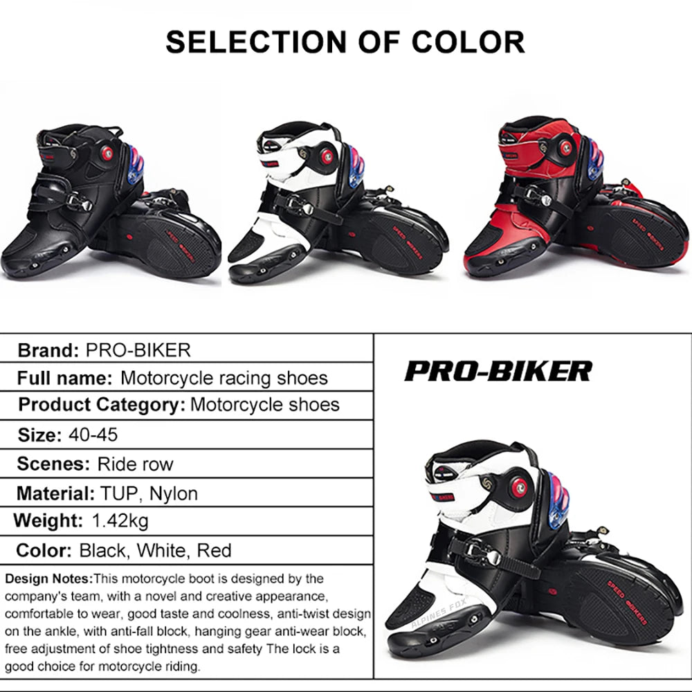 Men Motorcycle Boots Motorbike Microfiber Leather Boot Racing Ankle Riding Shoes Motocross Motorbike Non-Slip Sport Shoes Winter