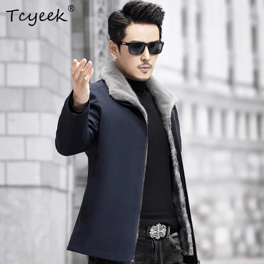 Tcyeek Real Mink Fur Coat Man Winter Jacket for Men Clothes Mid-lengthReal Fur Parka New in Outerwears 2026 Casaco Masculino