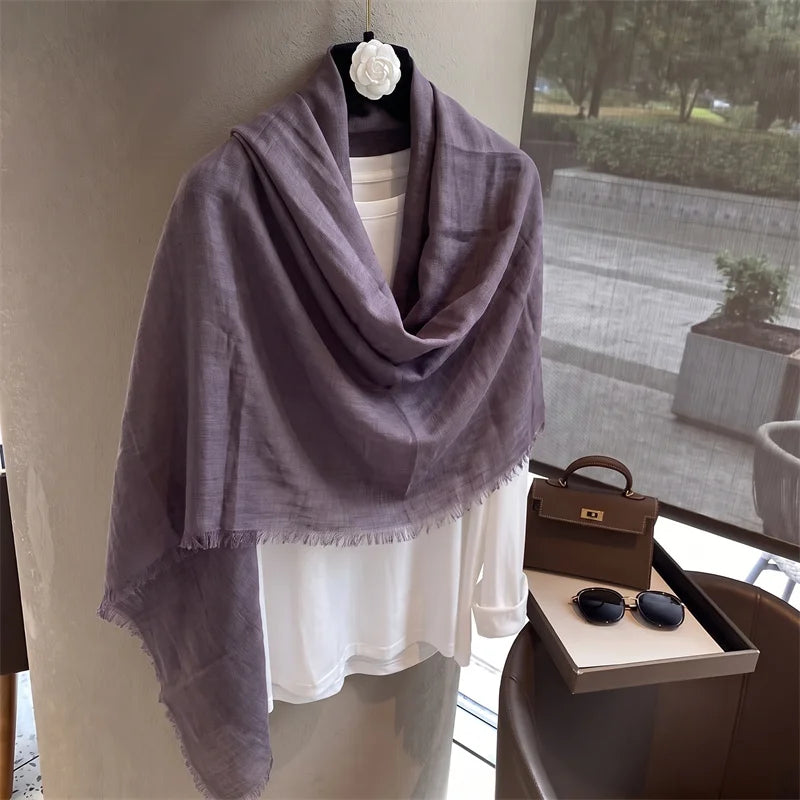 New Long Scarf Women Cotton Scarf Beach Hijab Shawls and Wraps 2026 Luxury Brand Solid Color Echarpe Designer