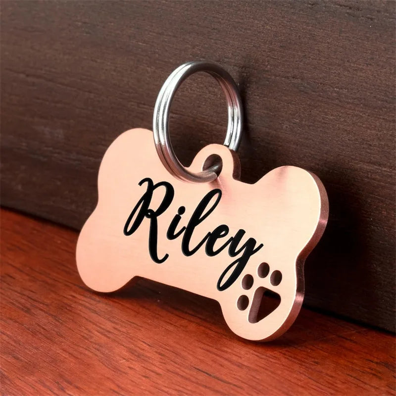 Stainless Steel Personalized Engraving Anti-lost Dog ID Tag Customized Pet Name Puppy Collar Dog Cat Bone Tags Pet Supplies